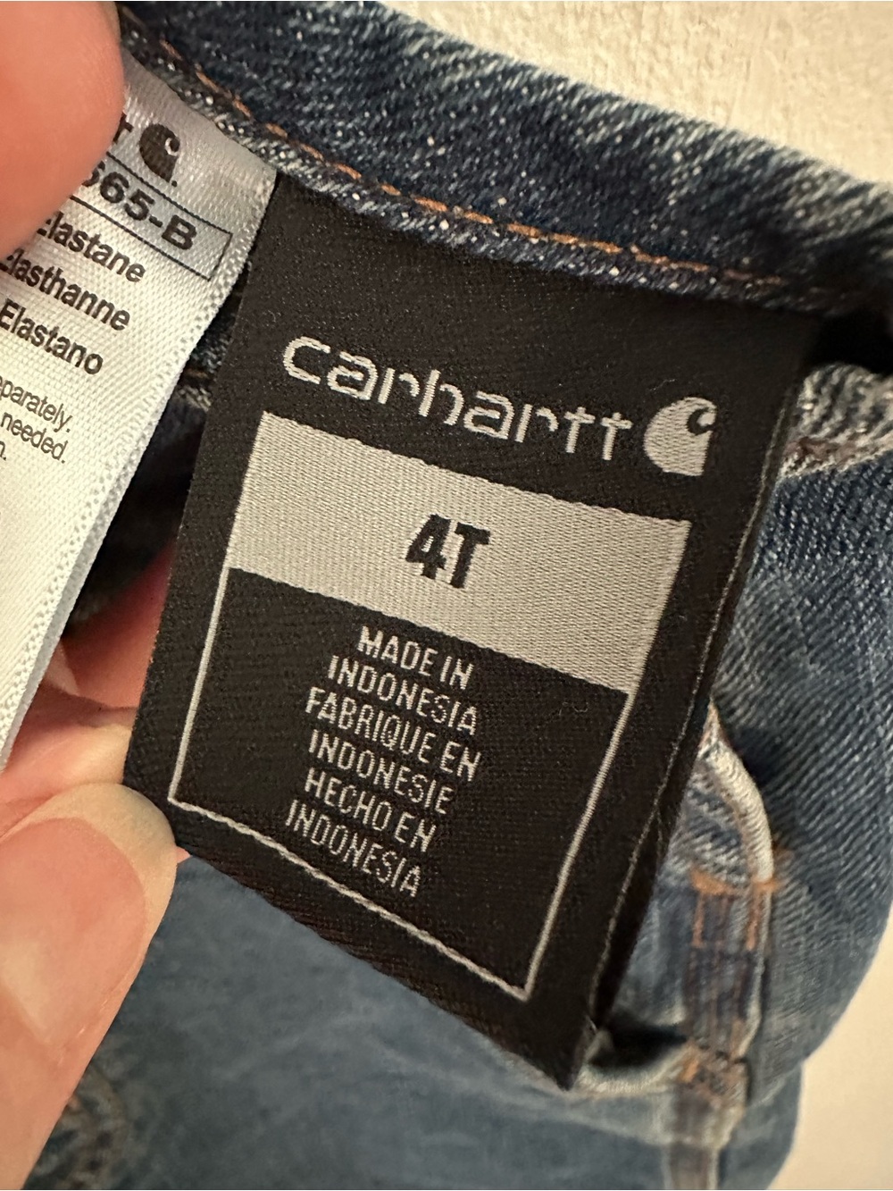 Carhartt Toddler Classic Blue Denim Overalls with Brass Hardware - Picture 5 of 7